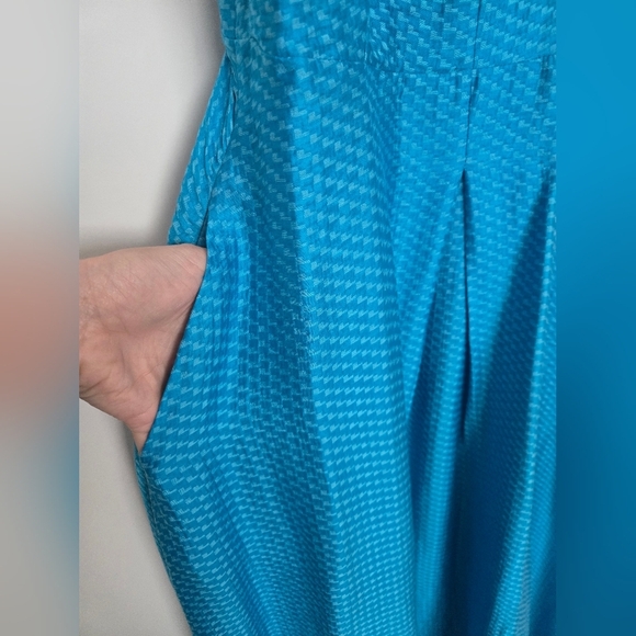 FRNCH Paris bright blue elegant maxi dress dress adjustable straps pockets side - Picture 2 of 7